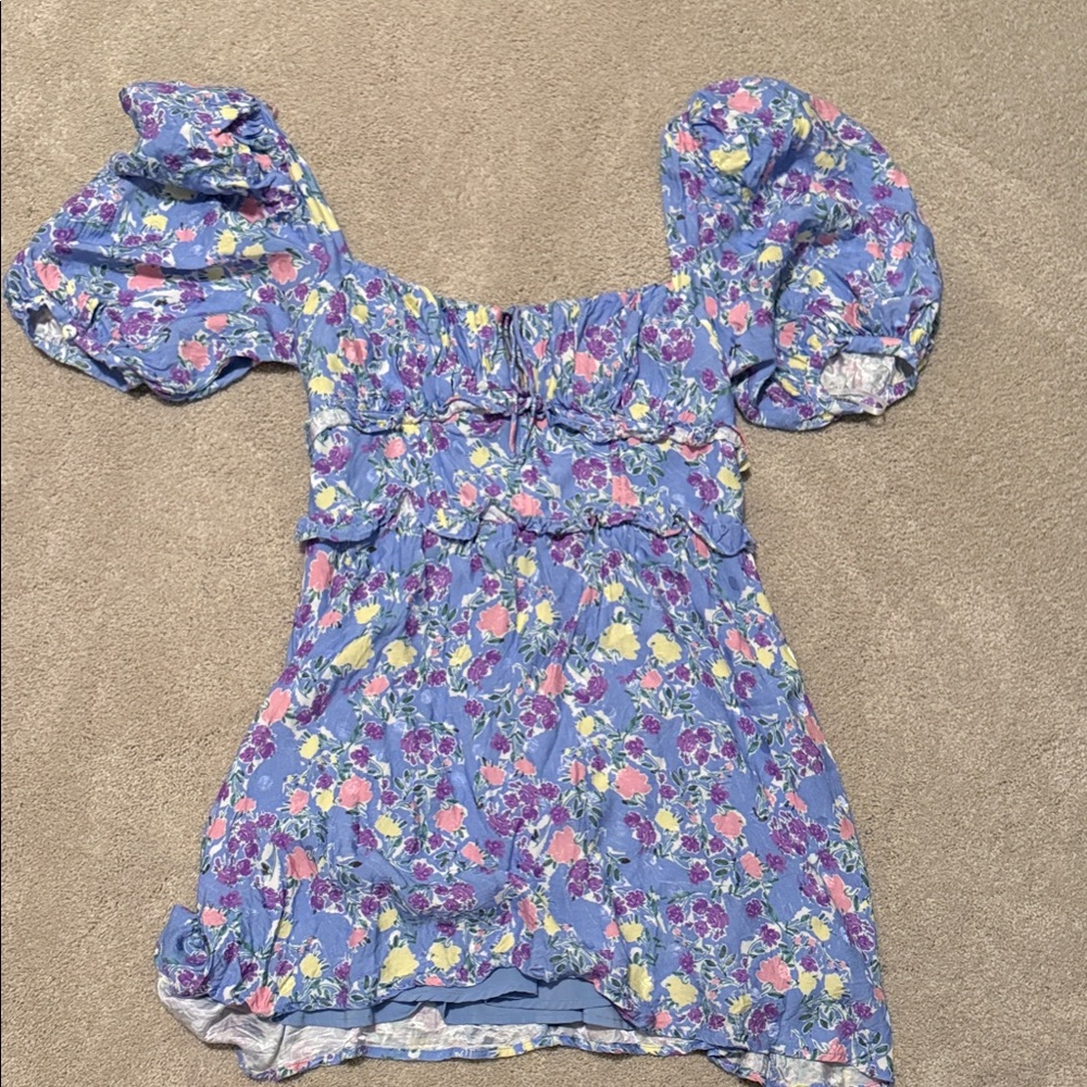 For Love And Lemons Blue Floral Dress